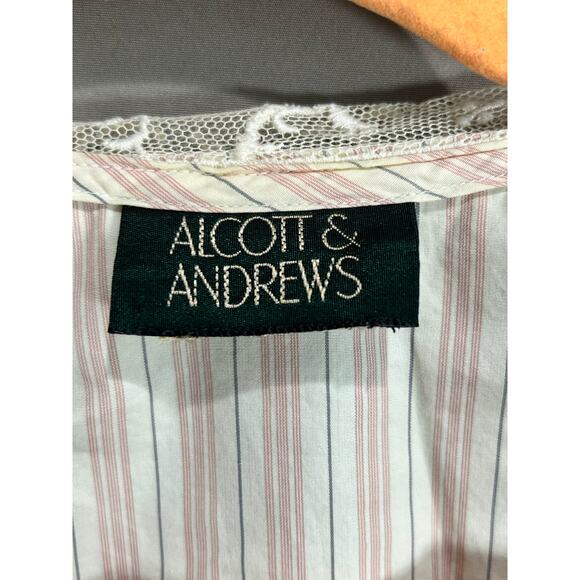 Alcott & Andrews VTG Cotton Button Blouse Pink Cream Sz 8 Coquette Cottage Lace - Picture 3 of 16